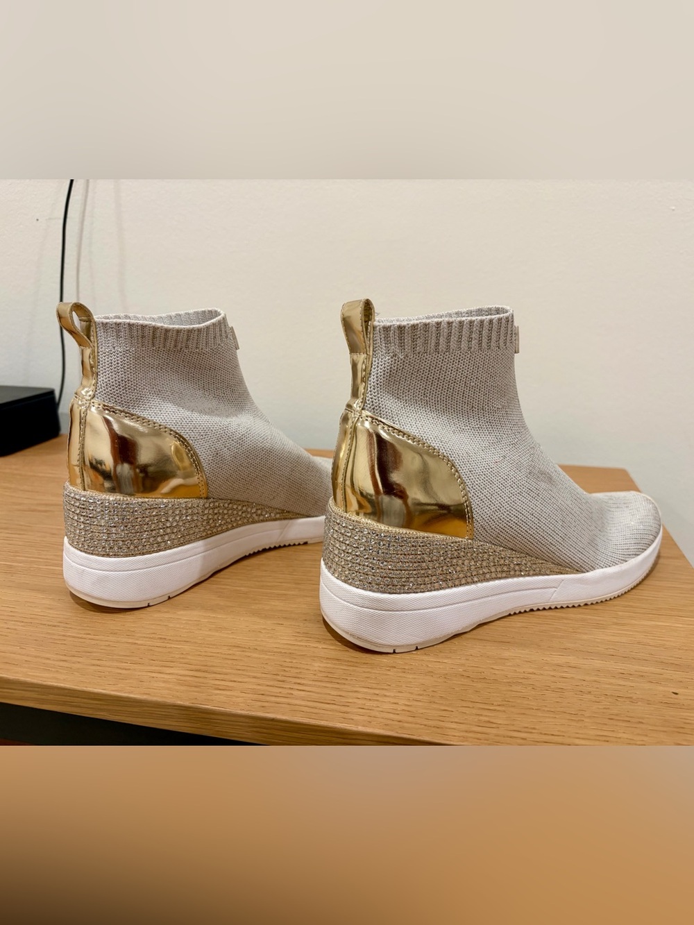 Michael Kors Women’s Metallic Rhinestone sneaker booties. Size 6